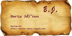 Berta János névjegykártya